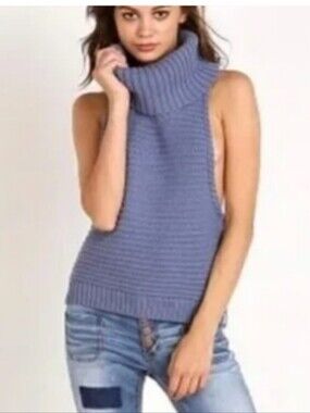 One TeaSpoon Sleeveless Cowl Neck Knit Top in Periwinkle